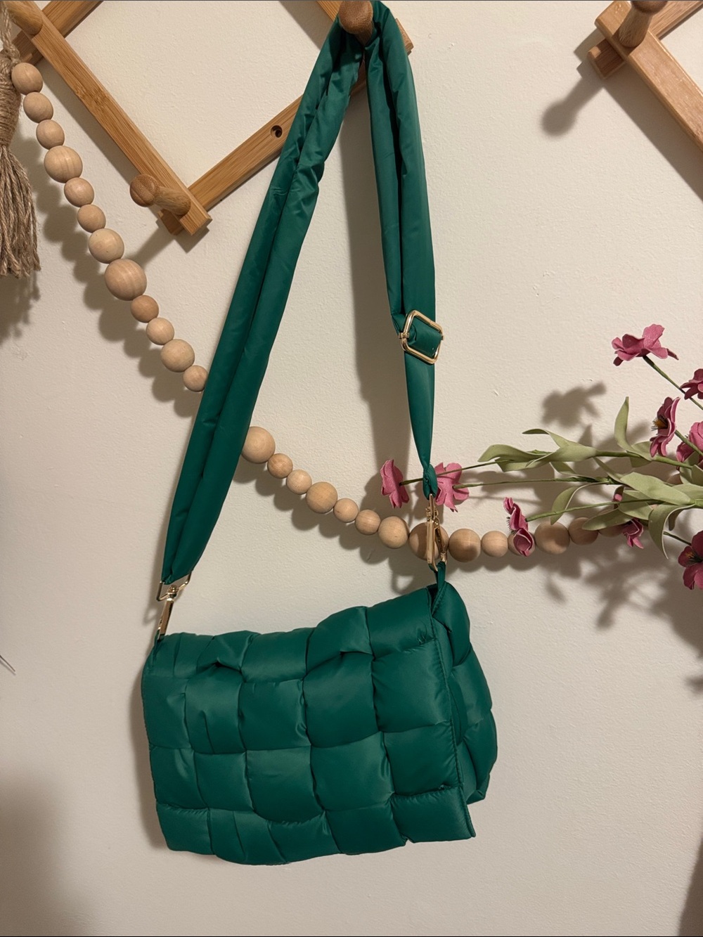 Quilted Puffer Crossbody Bag - Green